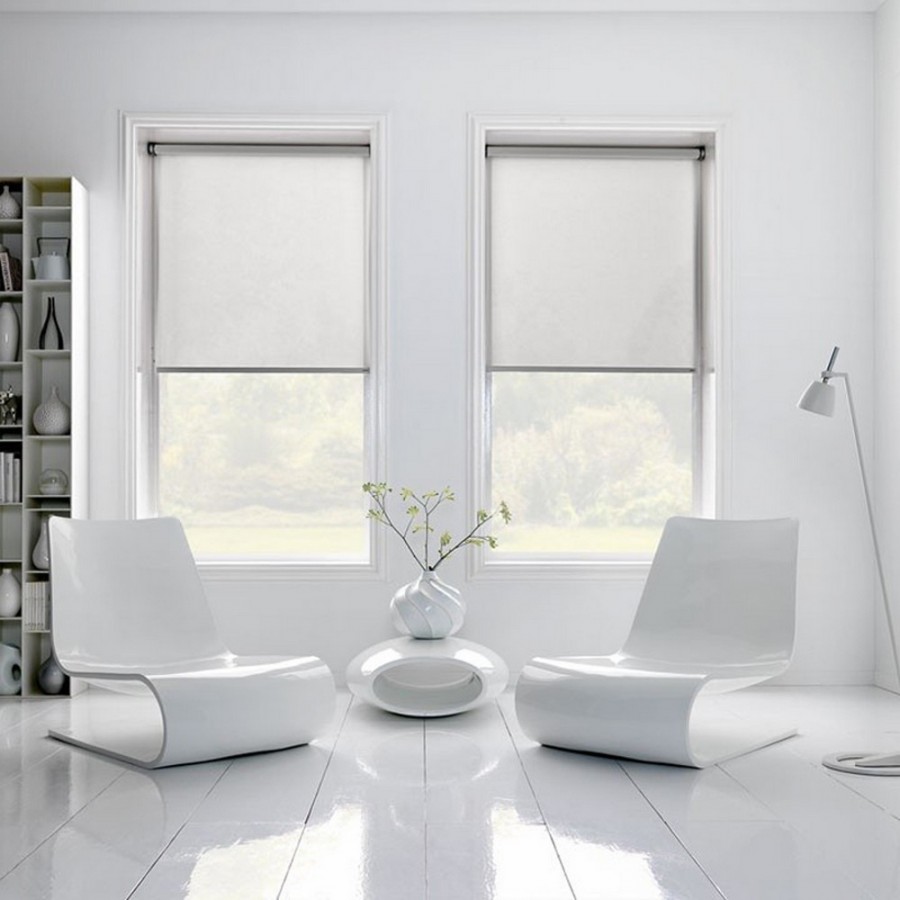  Cortina enrollable de 49.2 x 86.6 in, material 100 % opaco,  tela impermeable, elegante, duradera, fácil de limpiar, para dormitorio,  sala de estar, oficina, color blanco : Hogar y Cocina